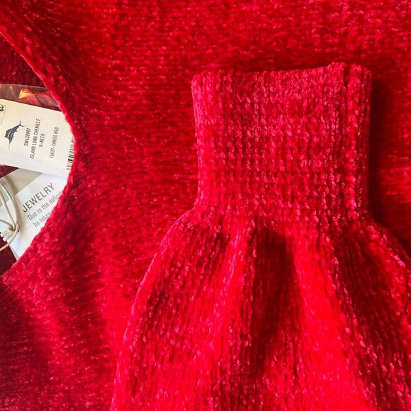 NWT Tommy Bahama Island Luna Chenille V-Neck Sweater – Tango Red (NWT, XXS) - Picture 7 of 11